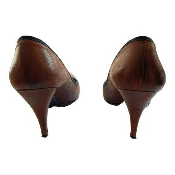 Prada Shoes Brown Embellished Pointed Heels Size 38.5 US 8.5 - Picture 5 of 6